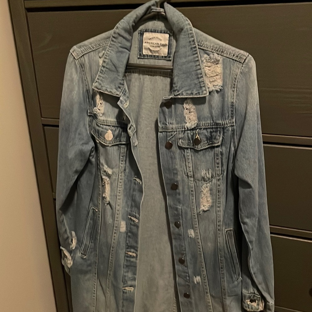 Calf length jean jacket